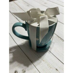 Signature Housewares POLKA DOT TURQUOISE / AQUA Mug, 12 oz / 4 1/4", Excellent